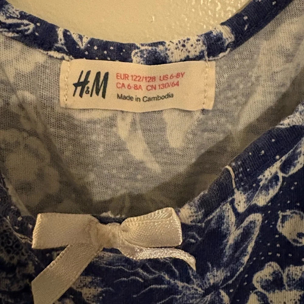 H&M Navy and White Floral Top